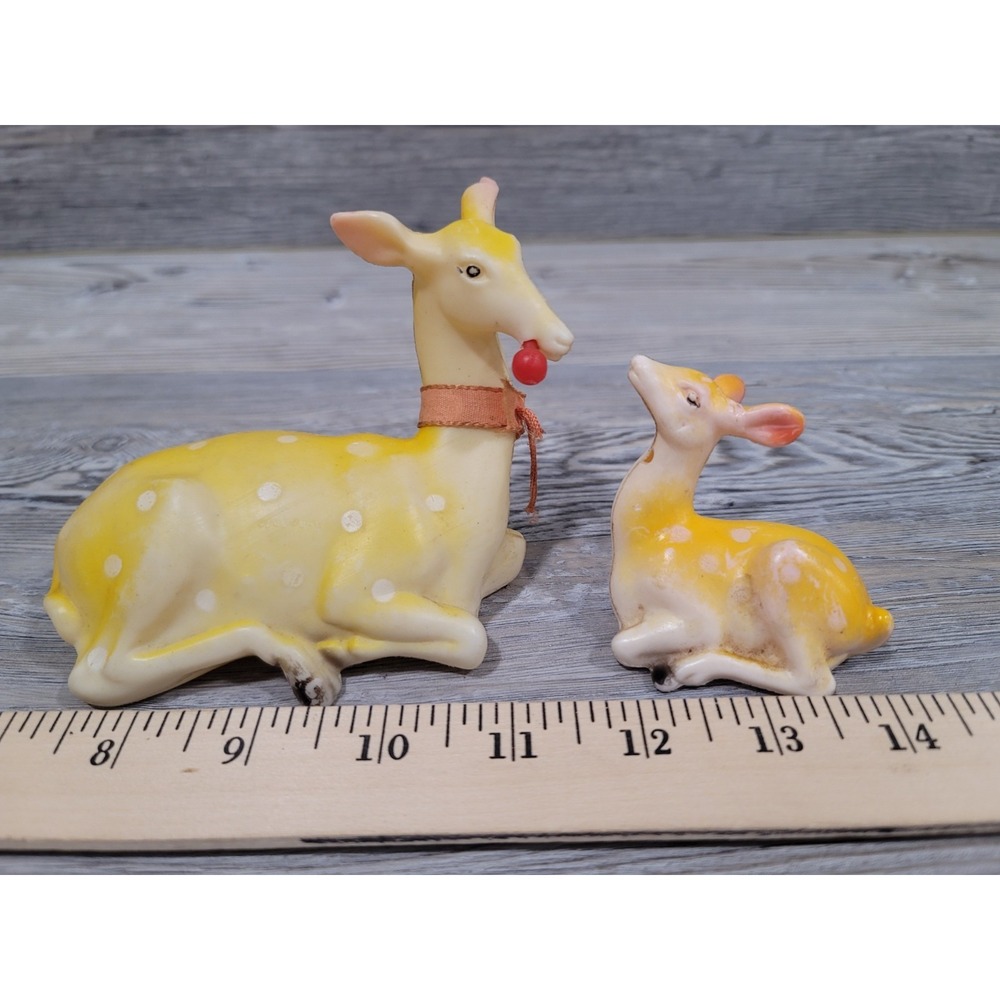 Vintage Plastic Reindeer set of 2 hard plastic hong kong made